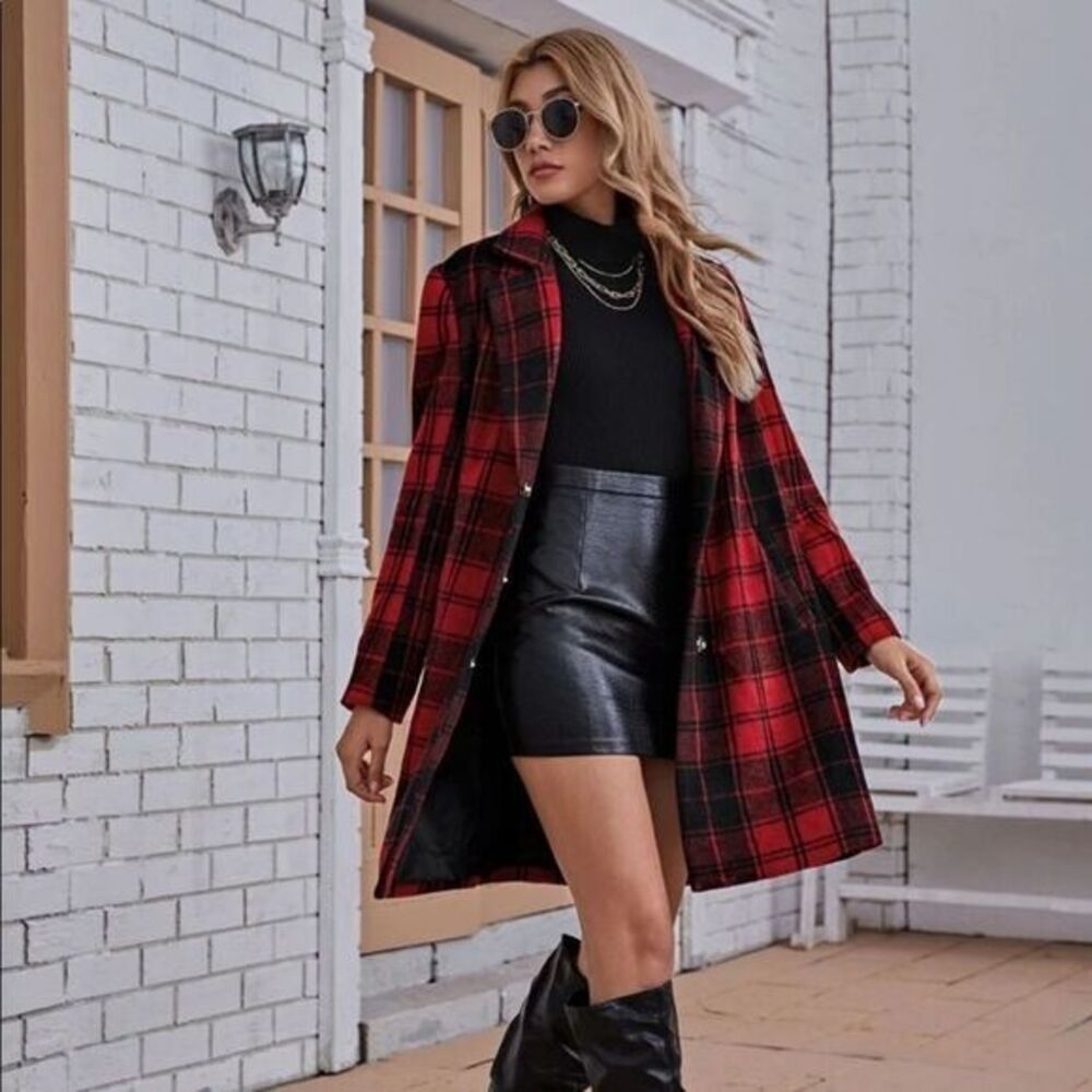 Longline Plaid Overcoat
